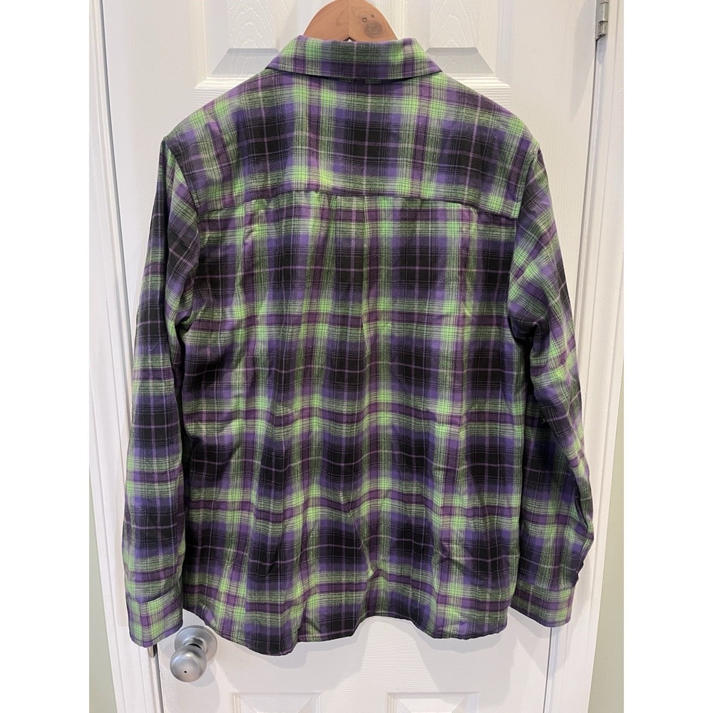 Dixxon Misfits Flannel Shirt Mens 2X Purple Green Plaid Punk Rock Rare - Picture 3 of 9